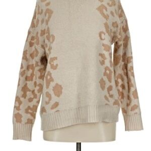 Cato Cream and Tan Patterned Turtleneck Sweater